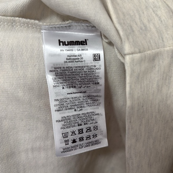 Hummel Go Men’s Long Sleeve Cotton Soccer Hoodie Cream Gray size XS - Picture 5 of 5